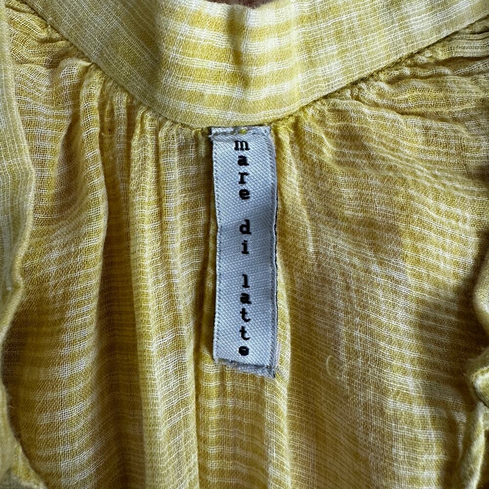 Mare Di Latte Yellow Gauze Cotton Tunic Dress Beach Cover Up Boho - Picture 3 of 10